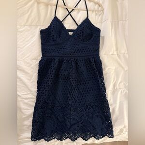 Abercrombie & Fitch Midnight Blue Crochet Backless Dress